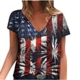 thumbnail image 2 of Lilgiuy Women's V-Neck Blouse Short Sleeve Independence Printed Tank Tops Casual Summer Blouse, 2 of 4