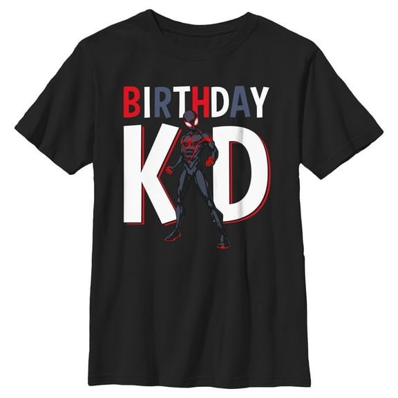 Boy's Marvel Birthday Kid Superhero  Graphic Tee Black X Large