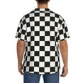 thumbnail image 5 of Daiia Black and White Checkerboard Men's Linen Shirts Short Sleeve Casual Shirts Button Down Shirt for Men Beach Summer Wedding Shirt-Small, 5 of 7