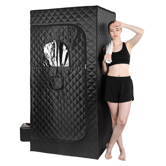 Infrared Steam Room, Portable Steam Sauna Tent with 3L/1400W Steam Generator, Upgraded 9-Level Steam Sauna Box, Extra Large 90x90x180cm, Easy to Assemble & Full Accessories
