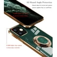 thumbnail image 4 of Compatible with iPhone 12 Mini Case 5.4" (2020) Finger Ring Stand Holder Electroplated Silicone Soft Flexible TPU Frame Shock-Absorption Bumper Cover Phone Cases - Green, 4 of 8