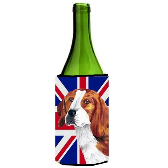 Beagle With English Union Jack British Flag Wine bottle sleeve Hugger - 24 Oz.