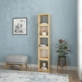 thumbnail image 3 of Ada Home Decor Furniture Multiple Tier Open Shelf Oak White Braeside Modern Bookcase, 3 of 7