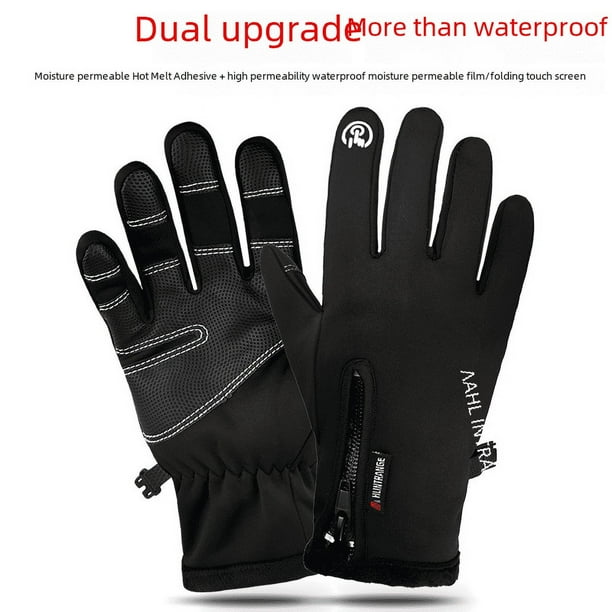 Guantes de esquí al aire libre para ciclismo con pantalla táctil, de invierno, para hombre y mujer, resistentes al viento, impermeables, de forro polar con cremallera, resistentes al frío, cálidos