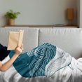 thumbnail image 3 of Whale Soft Flannel Fleece Throw Blanket, Big Mammal Swimming in a Wavy Ocean Stars and Old Antique Ship Artwork Print, Cozy Plush for Indoor and Outdoor Use, 50" x 70", Teal White, by Ambesonne, 3 of 5