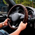 thumbnail image 3 of Leather Steering Wheel Covers, 15 Inch Universal Anti-Slip Steering Wheel Protector, Heat Resistant, Odorless for Auto Car Accessories,Brown, 3 of 7