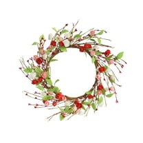 Decorr 13.8" Heart-Shaped Rose Wreath, Valentine's Day Decoration for Living Room Bedroom Door Wall Hanging, Romantic Gift for Couples, 3 Style Artificial Floral Home Decor