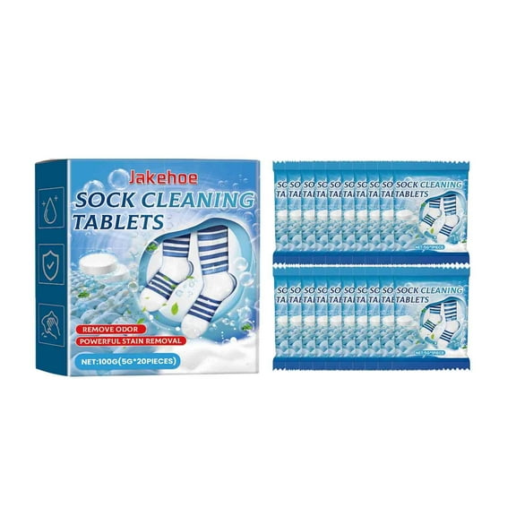 SLYNSHome Sock Cleaning Tablets Gentle Cleansing Socks Stubborn Stains Stains And Odor Multi-Purpose Cleaning Tablets