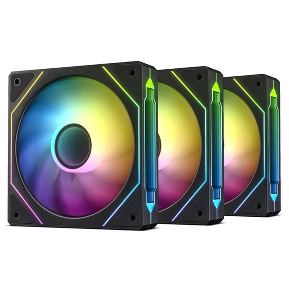 DARKROCK F120 3in1 120mm Infinite Mirror Design Case Fans with 24 LED Lights PWM Control & ARGB effect, Hydraulic HDB Bearing for Low-Noise Operation - Suitable for Most PC Cooling Systems - Black