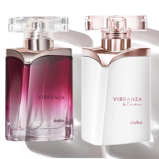 ésika - Pack, Vibranza Perfume 45 ml + Vibranza Blanc Perfume 45 ml, para Mujeres, Frescos y de Larga Duración, Aroma Oriental Dulce y Floral, Perfumes Femeninos de Alta Concentr