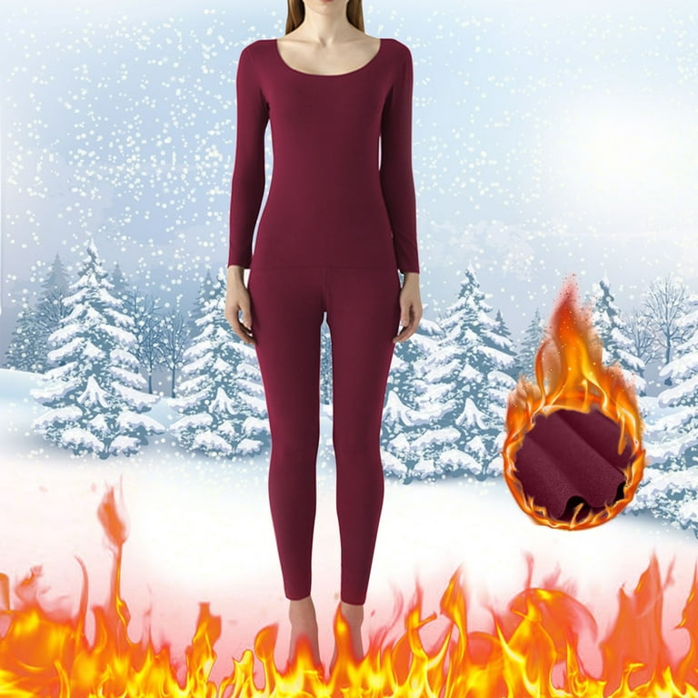 Cozylkx Women Winter Warm Thermal Underwear Set Plus Size