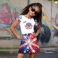 thumbnail image 4 of Girls Clothes Sets Big Girl 4th of July Outfit Short Sleeve Top Striped Star American Bottoms Pants Set, 4 of 5