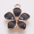 thumbnail image 1 of Zinc Alloy Enamel Pendants Flower Golden Black 16.5x14.5x2.5~3mm Hole: 1.5mm, 1 of 2