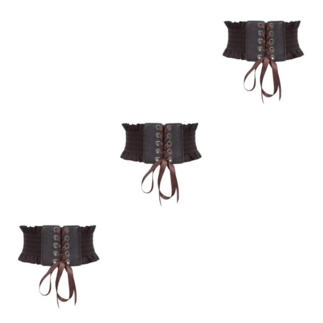 Decodeary Ceinture Large pour Femmes, sous-Poitrine, Cosplay, Nœud Papillon, Extensible, Brun Foncé Type A 3Set