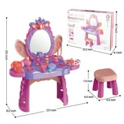 Carsky Kids Makeup Vanity Set With Mirror And Stool, Toddler Vanity Table With Lights And Sounds,Dress Up Pretend Play Toy For Girls Age 3-8