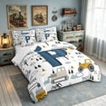 thumbnail image 2 of meiyoeat Construction Letter P Full Size Bedding Sets for Boys Kids, Cute Cartoon Truck Full Size Bed in a Bag, Blue, Reversible, 7pcs, 2 of 6