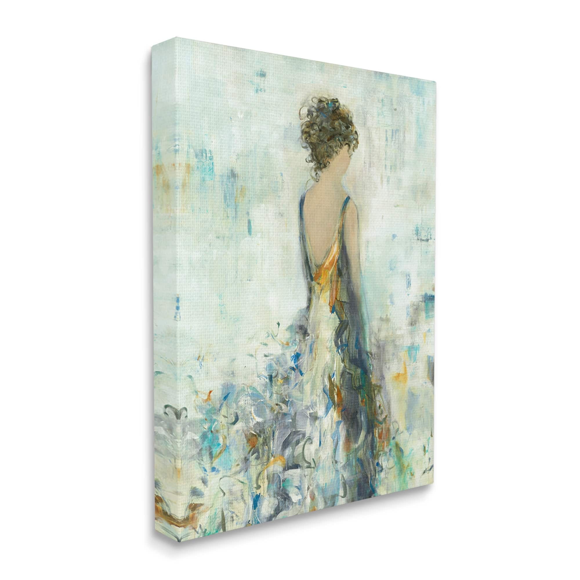 Stupell Industries Abstract Woman Floral Dress Beauty & Fashion Painting Gallery Wrapped Canvas Print Wall Art