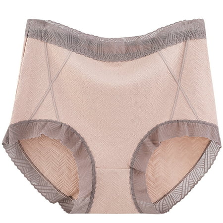 Sdeycui Women Summer Cotton Underwear Lace Trim Classic Panties Full Coverage Breathable Briefs Plus Size Stretch Soft Panty