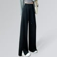 thumbnail image 4 of ShomPort High Waist Wide Leg Pants for Women Summer Baggy Drawstring Elastic Waist Split Casual Pants, 4 of 5