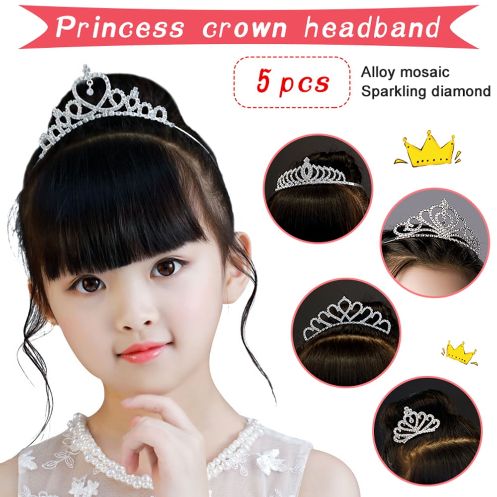 BG_ Girl Kids Rhinestone Princess Hair Clip Wedding Crown Hairpin Comb Tiara Che 