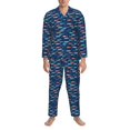 thumbnail image 3 of Naloa Colorful Fish 3 Men’s Pajamas Set - Long Sleeve Button Down Sleep Shirt and Pajama Bottoms Sleepwear Set-X-Large, 3 of 7