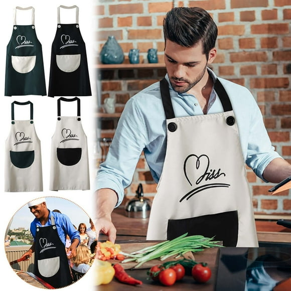 Xihbxyly Delantal de Pvc, Mono Impermeable, Diseño de Correa Ajustable, Bolsillos Tipo Tazón de Gran Capacidad, Elegantes Detalles de Botones, Ropa de Trabajo de Cocina, para Hombre y Mujer, Talla Ún