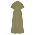 thumbnail image 7 of Crunowin Women's Summer Short Sleeve Button Down Shirt Dress, A-Line Flared Maxi Long Beach Casual Dress Beige L, 7 of 7