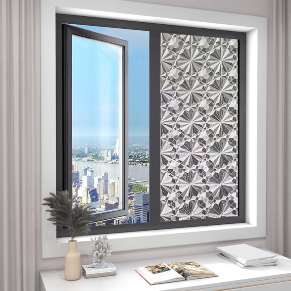 Yunuuuoa Bathroom Window Privacy Film Decorative PVC Sticker Light Filtering Glass Covering for Home Office Restroom Shower Door Opaque Adhesive Window Treatment Frosted Film for Windows