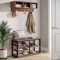 thumbnail image 2 of Tribesigns Entryway Coat Racks with Shoe Storage Bench, Industrial Hall Tree with 3 Storage Cubbies and 7 Hooks for Entrance, Hallway, 5-in-1 Design, Rustic Brown, 2 of 9