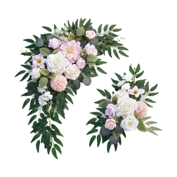 Arco de boda con flores artificiales, guirnalda floral, flores de seda estilo granja, arco de boda Rosa