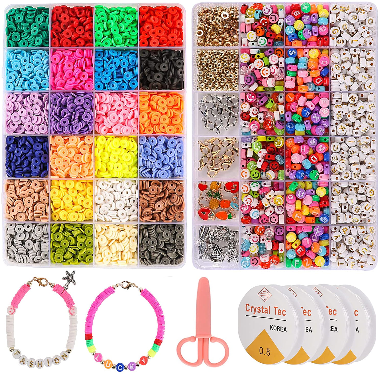Perles pour Bracelet, 600pcs Perles Enfant Kit Bracelet Perle