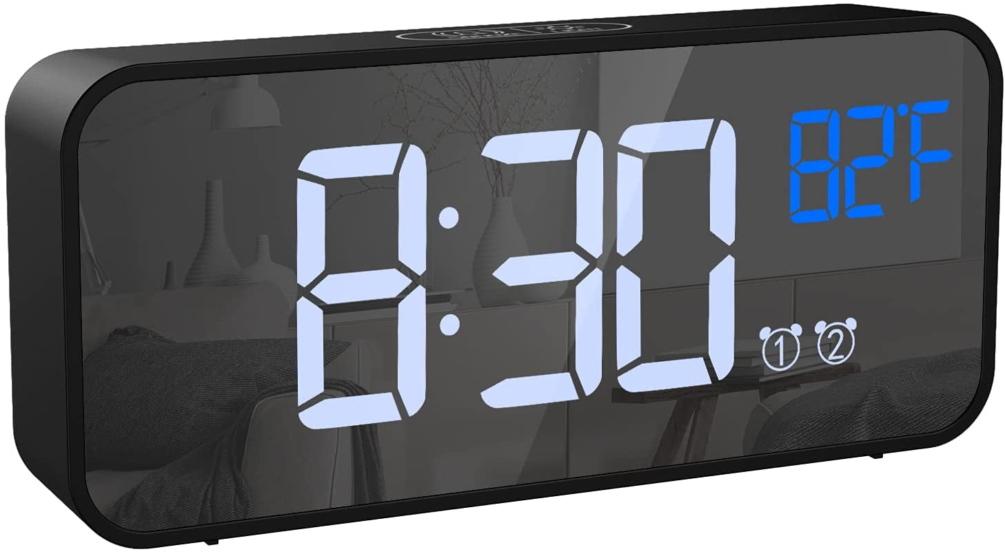 Adjustable Brightness for Bedroom Digital Alarm Clock with USB Charger Port 