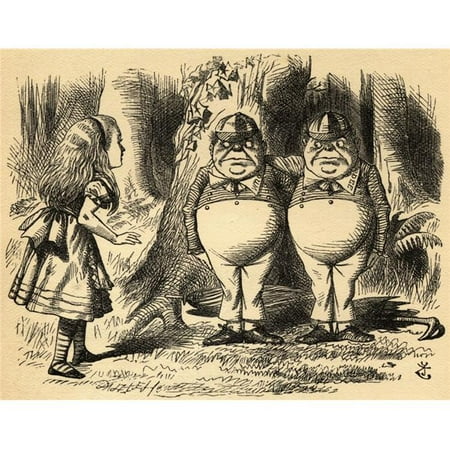 Posterazzi  Alice with Tweedledum & Tweedledee Illustration by Sir John Tenniel, 1820-1914 From The Book Through The Looking-Glass & What Alice Found There by Lewis Carroll Published London