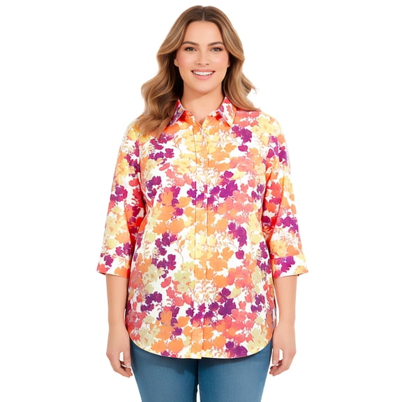 Woman Within Plus Size Perfect Three Quarter Sleeve Shirt
