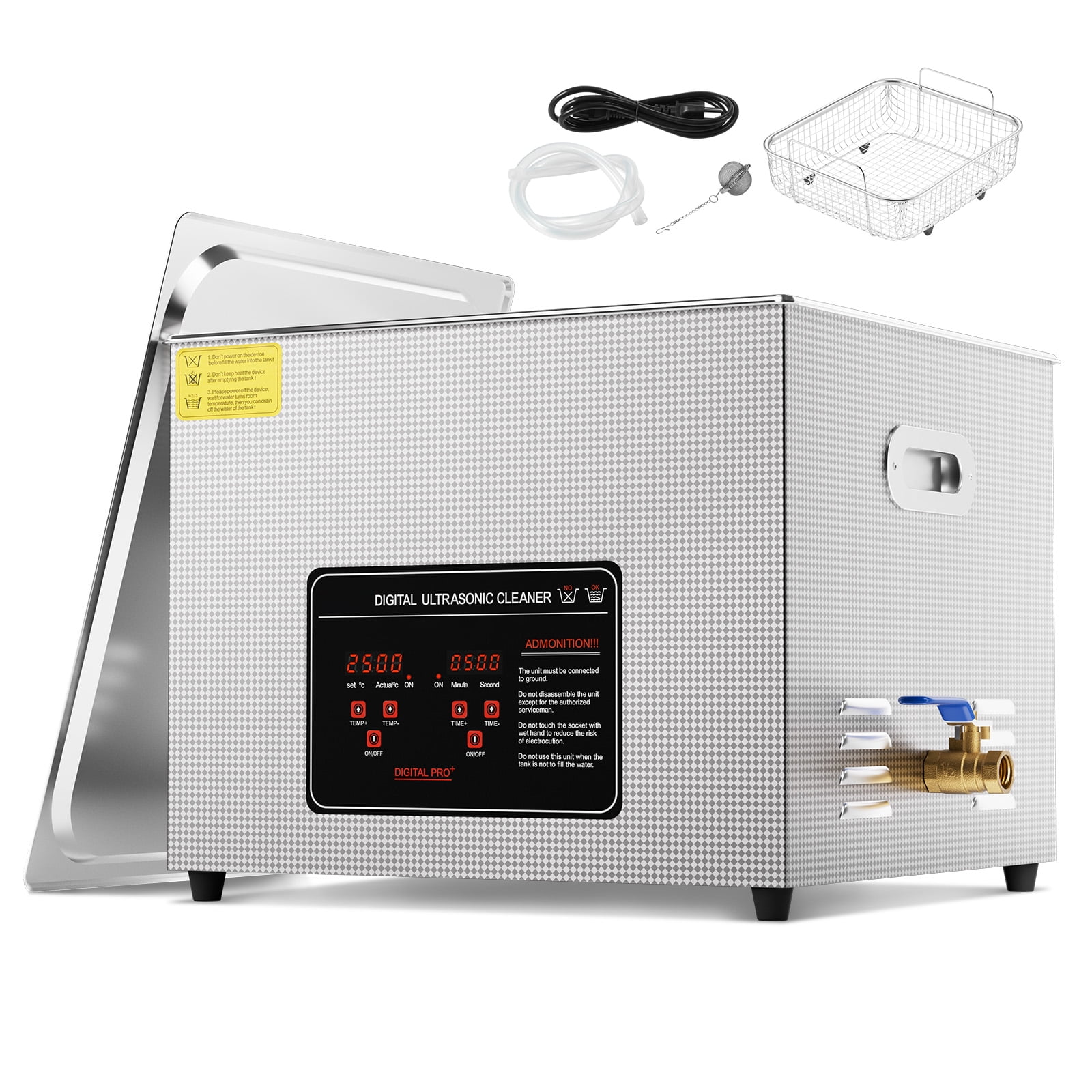 KFFKFF Sonic Cleaning Device, 15L Expert 360W Cleaning Apparatus with Timer & Heater, 40kHz Digital Sonic Cleaner with Basket for Timepiece Eyewear Jewelry Orthodontic Device