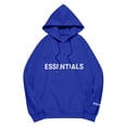 thumbnail image 1 of Pullover Hoodie with Adjustable Drawstring Hood and Front ESSENTIALS Lettering Print Casual Loose Fit Design Blue 3XL, 1 of 7