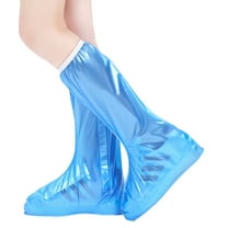 Blue Portable Lengthen Shoes Cover Zippered Boots Protectors Waterproof Shoe Protectors Elastic Band Overshoes for Outdoor Rainy Day Adult - L