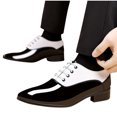 thumbnail image 4 of RUIYANQI Men's Two Tone Patent Leather Dress Shoes Lace Up Formal Oxfords for Wedding Business Party Trendy Fashion Square Toe Shoes Comfortable Office Footwear White Women Sandal, 4 of 5