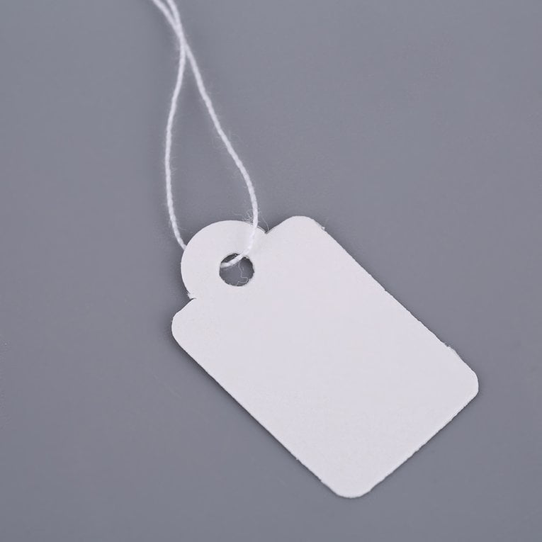 Rectangular Blank White 925 Silver Price Tag 100 Pcs With String Jewelry LabelpY 