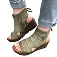 thumbnail image 3 of AOOCHASLIY Women Sandal Clothes Solid Summer Fashion Ladies Women Comfy Sandals Slope Heel Casual Beach Shoes, 3 of 6