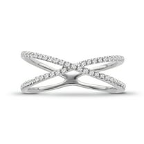 Araiya Fine Jewelry Sterling Silver Diamond Criss Cross Band Ring (1/5 cttw, I-J Color, I2-I3 Clarity) Size 9