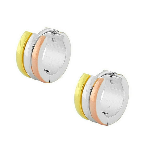 Stainless Steel Gold-Tone Silver-Tone Hoop Huggie Earrings