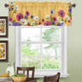 thumbnail image 6 of Kitchen Curtains Valances, Spring Colorful Flower Yellow Background Short Rod Pocket Valances for Windows for Bedroom, Bathroom, 1 Panel, 54" W x 18" L, 6 of 6