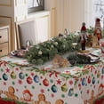 thumbnail image 3 of Gingerbread Man Snowman Tree Winter Tablecloth Rectangle Christmas Table Cloth Washable Table Covers for Indoor Dining Home Party Xmas Decorations 60x84 Inch, 3 of 5