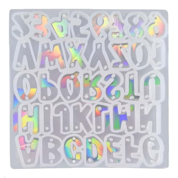 WINDLAND Glossy Silicone Letter Holographic Mold Light Shadow Earrings Pendant Mold DIY Ornaments Jewelry Epoxy Crafting Mold