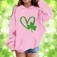 thumbnail image 2 of IWRICH St. Patrick's Day Hoodies for Girls Shamrock Heart Hooded Sweatshirts Gift Crewneck Casual Loose Fit Tops,Size 3-14 Years Pink 110, 2 of 4