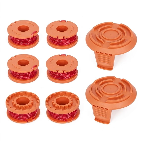 6Pack 0.065" Trimmer Spool Line Weed Wacker String Replacement with 2 Caps Compatible with WORX WA0010/WA6531