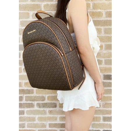 Michael Kors Abbey Large Backpack Brown MK Signature PVC Leather (Best Designer Backpacks 2019)