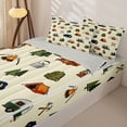 thumbnail image 3 of Manfei Lovely Rv Zipper Twin Comforter Sets with Fitted Sheet and 2 Pillowcases,Cute Camping Print Zipper Bedding Set,Cream,Light Gray Reversible,4pcs, 3 of 8