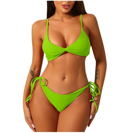POROPL Women S Bikini Swimsuits Bikini Halter Top Swim Padded Swim Green Size S-XL